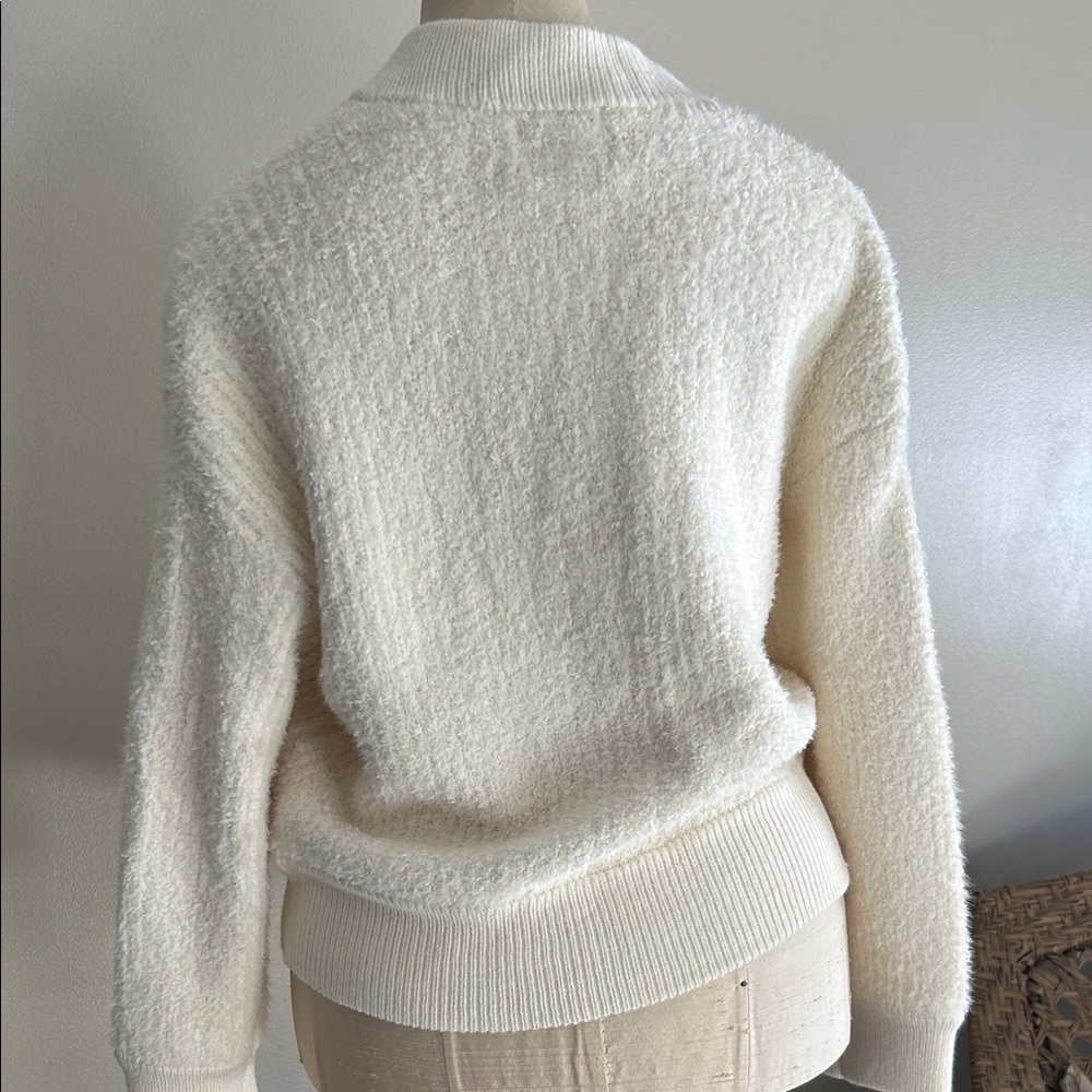 Pink Rose Cream Textured Zip-Up Cardigan - Picture 5 of 8